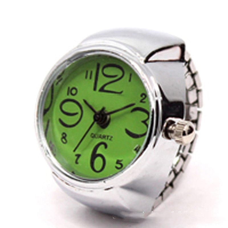 ALLRJ Green Personalized Men And Women Ring Watch Hot Sale Couple Ring Watch Korean Fashion Wholesale Alloy Silver Case Manufacturer Direct Wholesale