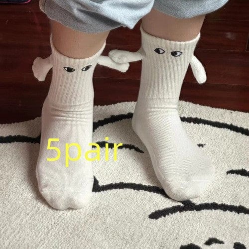 ALLRJ Hand in hand socks 5pc / One size Magnetic Suction Hand In Hand Couple Socks Cartoon Lovely Breathable Comfortable Socks For Women Holding Hands Sock