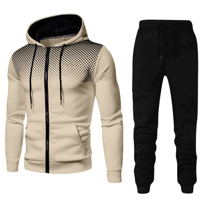 ALLRJ Khaki / 2XL Men's Sports Fitness Casual Zipper Suit