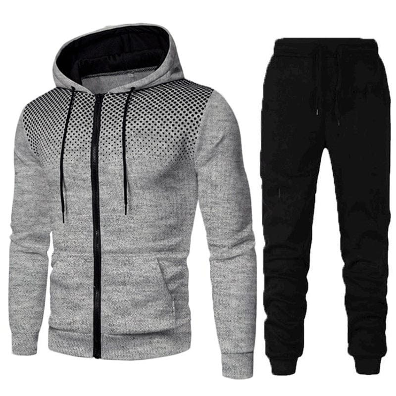 ALLRJ Light Gray / 2XL Men's Sports Fitness Casual Zipper Suit