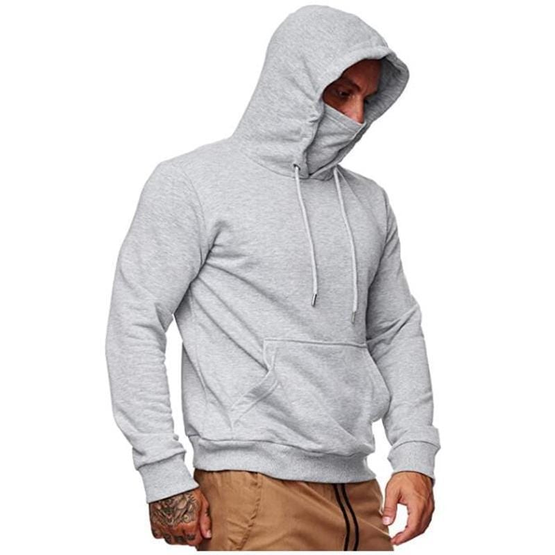 ALLRJ Light Grey / 2XL Men's Solid Color Plus Fleece Hoodie Sweatshirt