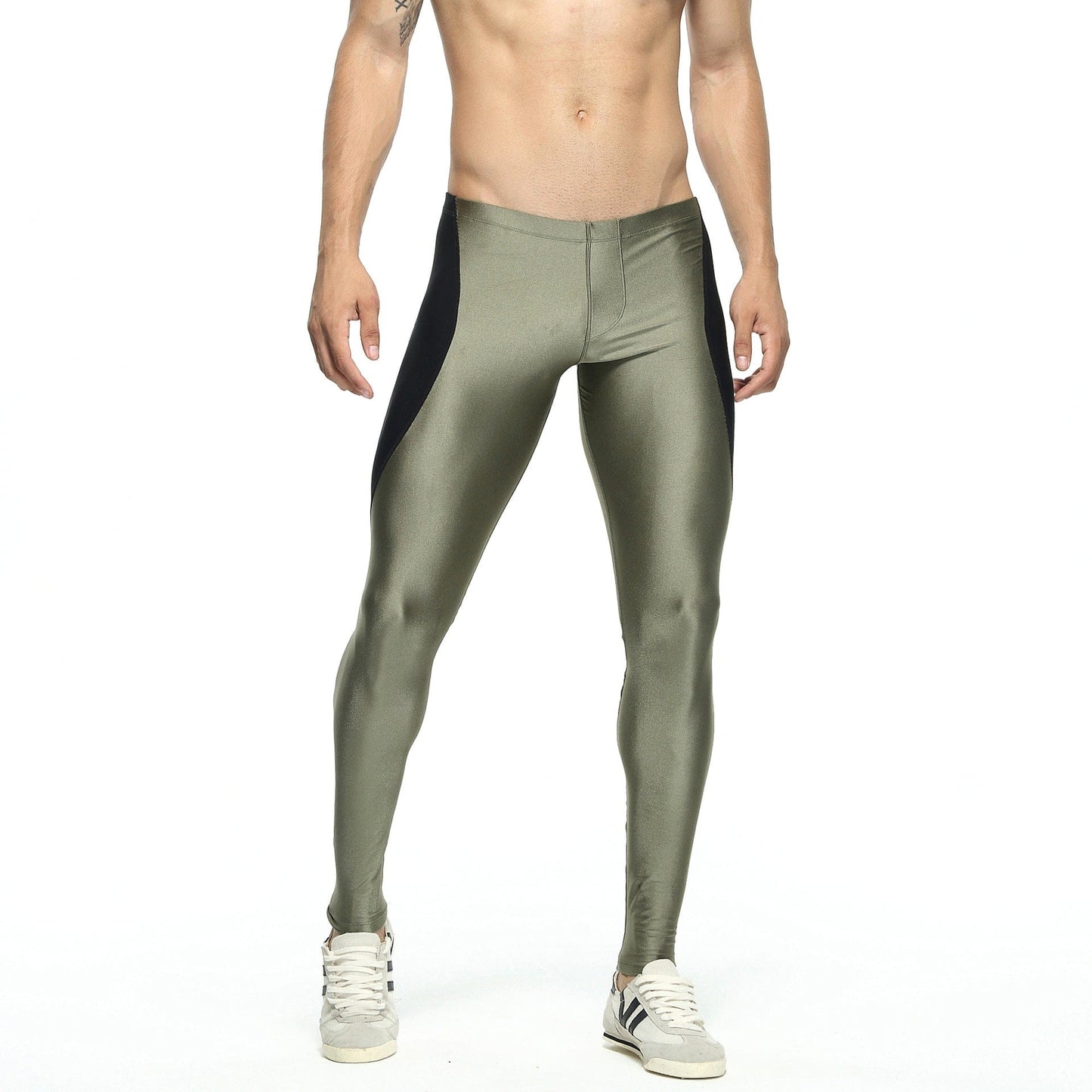 ALLRJ Men's leggings Army Green / L Nylon Men's Gym Pants Ninth