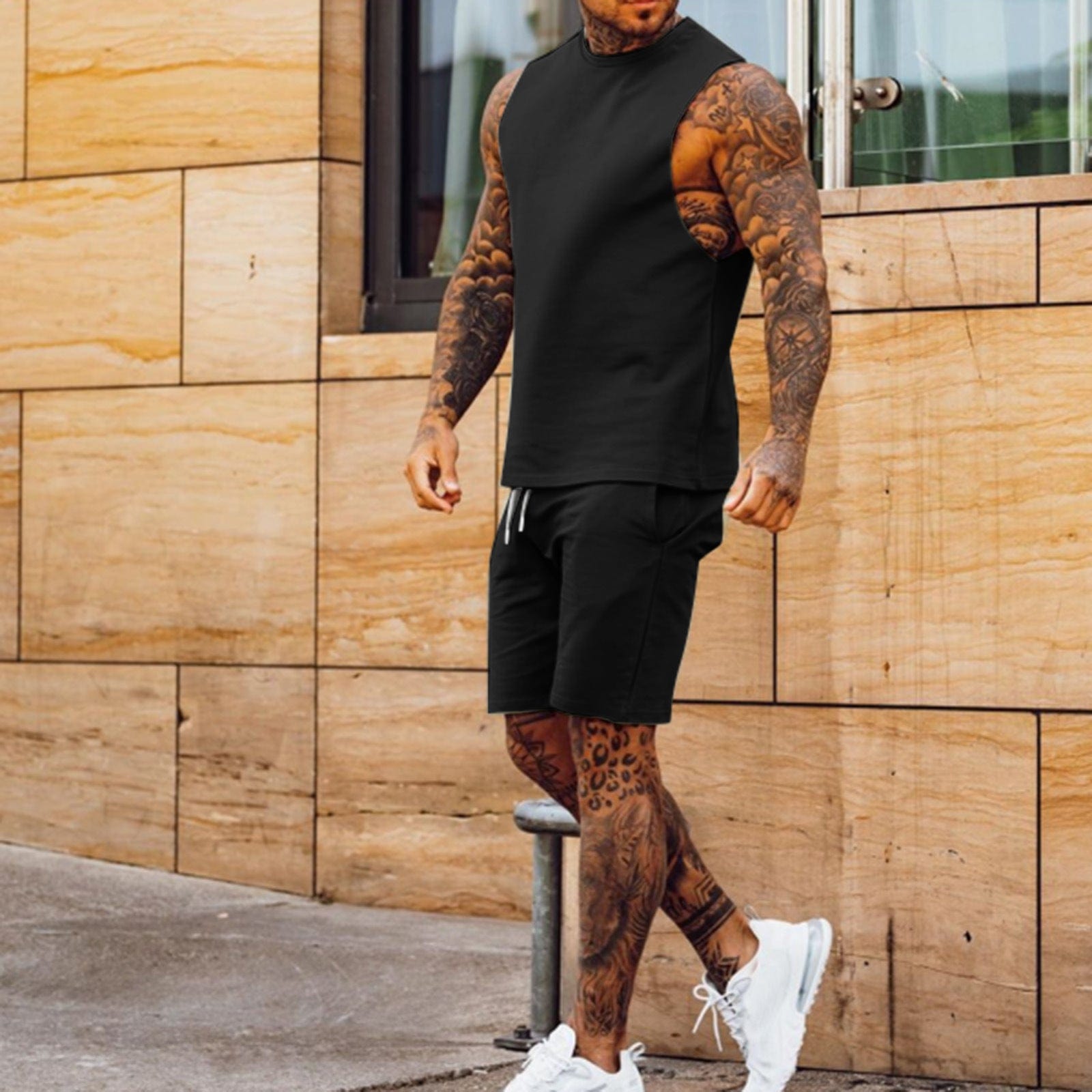 Men's Cropped Pants Sleeveless Top Set - ALLRJ