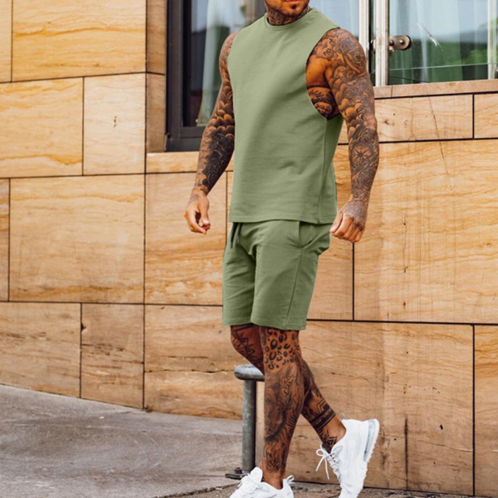 Men's Cropped Pants Sleeveless Top Set - ALLRJ