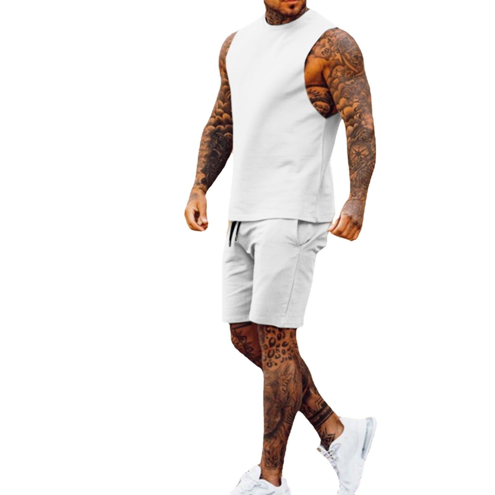 Men's Cropped Pants Sleeveless Top Set - ALLRJ