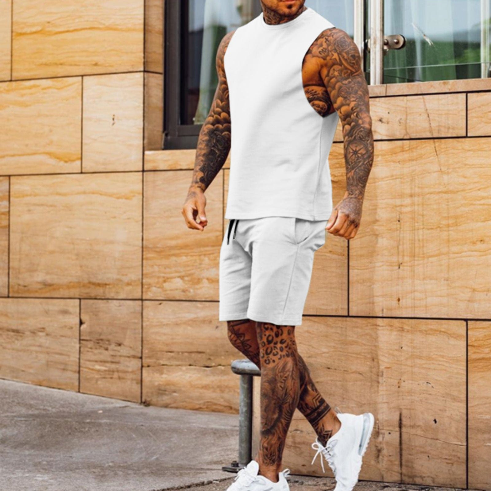 Men's Cropped Pants Sleeveless Top Set - ALLRJ