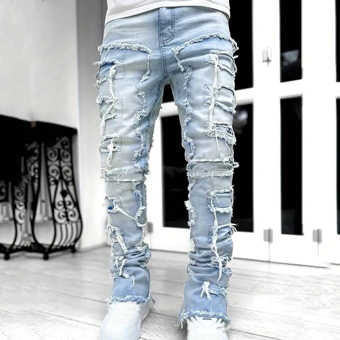 ALLRJ Men's Tassel Crafted Straight legged jeans