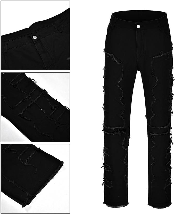ALLRJ Men's Tassel Crafted Straight legged jeans