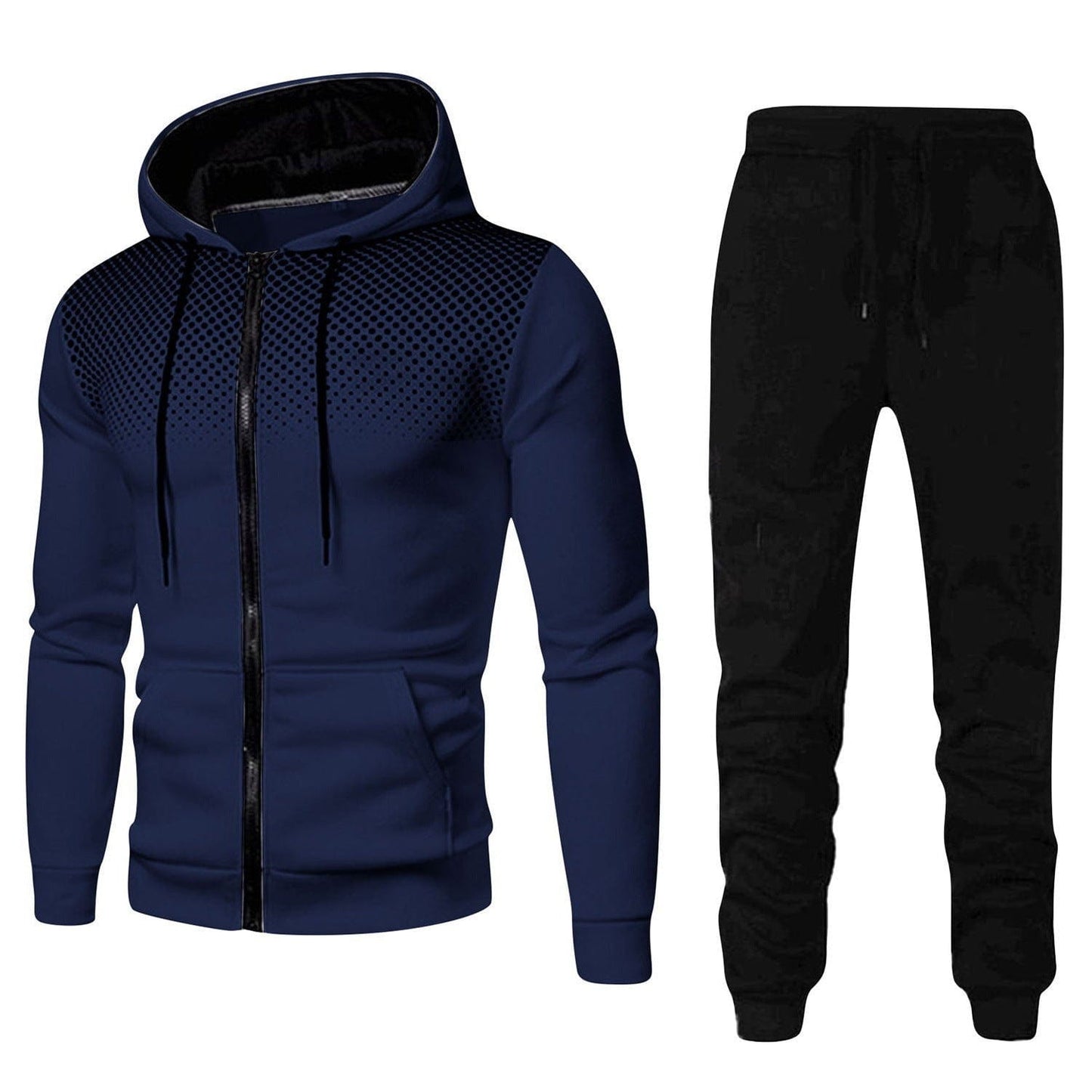 ALLRJ Navy Blue / 2XL Men's Sports Fitness Casual Zipper Suit