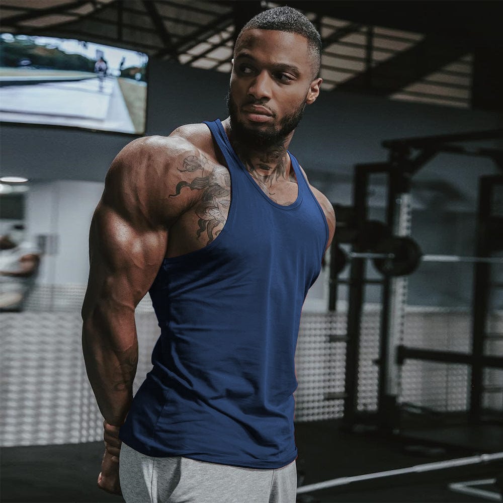 Men's Solid Color Bodybuilding Stringer - ALLRJ