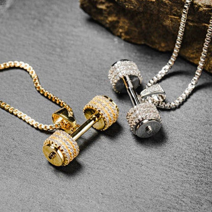 Allrj necklace Most muscular dumbbell pendant