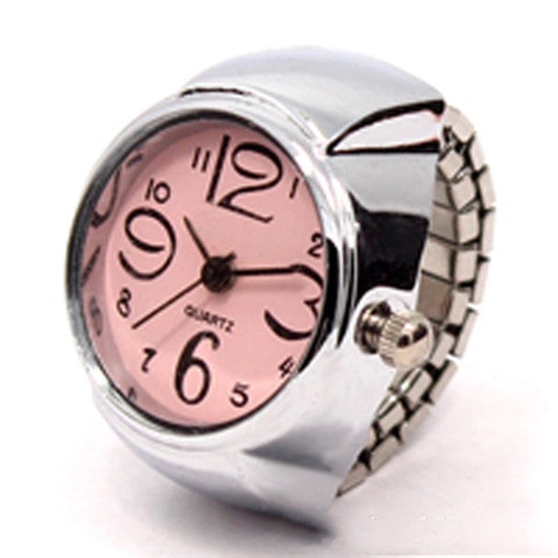 ALLRJ Pink Personalized Men And Women Ring Watch Hot Sale Couple Ring Watch Korean Fashion Wholesale Alloy Silver Case Manufacturer Direct Wholesale