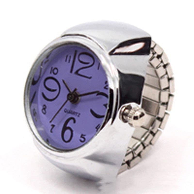 ALLRJ Purple Personalized Men And Women Ring Watch Hot Sale Couple Ring Watch Korean Fashion Wholesale Alloy Silver Case Manufacturer Direct Wholesale