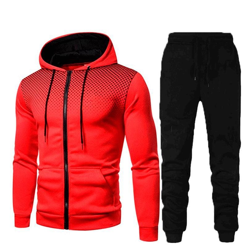 ALLRJ Red / 2XL Men's Sports Fitness Casual Zipper Suit