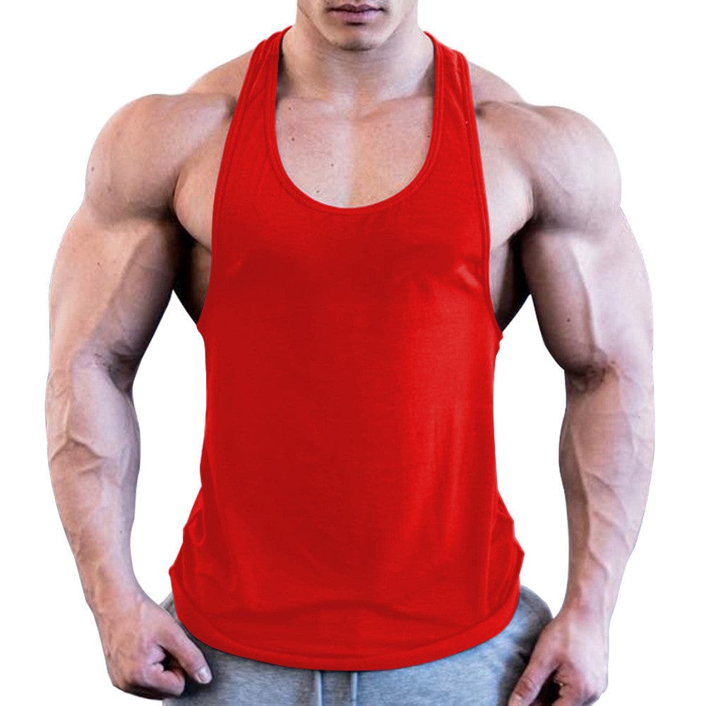 ALLRJ Red / L Men's Solid Color Wide Shoulder I-shaped Vest