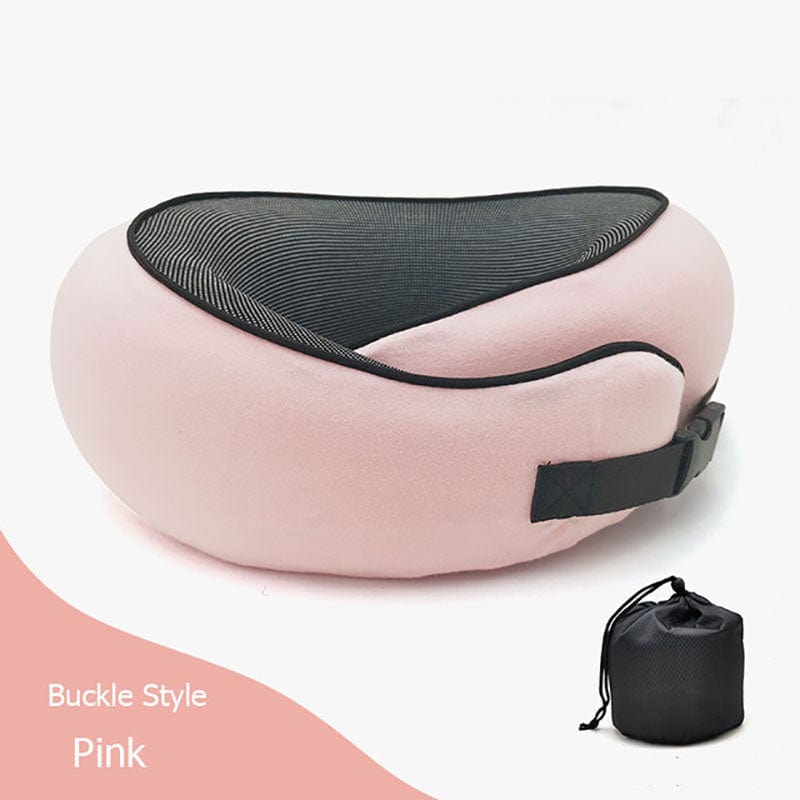 ALLRJ Sakura pink card buckle Travel Neck Pillow Non-Deformed Airplane Pillow Travel Neck Cushion Durable U-Shaped Travel Memory Cotton Nap Neck Pillow