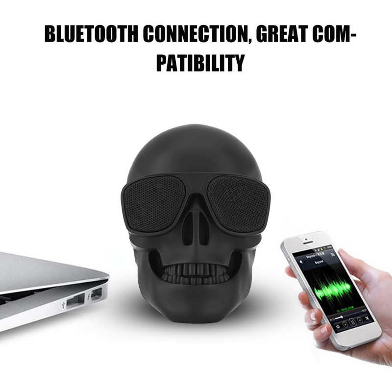 ALLRJ Skull speaker Black Skull Head Wireless Bluetooth Speaker Card U Disk Mobile Phone Subwoofer Speaker