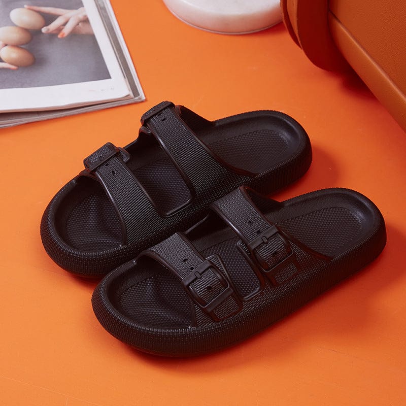 ALLRJ Slides Black / 36 To 37 Platform Slippers Women's Summer Buckle Home Shoes Fashion Outdoor Wear Soft Bottom Sandals