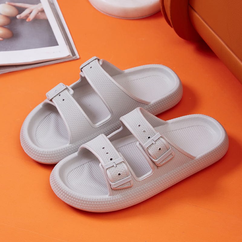 ALLRJ Slides Gray / 36 To 37 Platform Slippers Women's Summer Buckle Home Shoes Fashion Outdoor Wear Soft Bottom Sandals