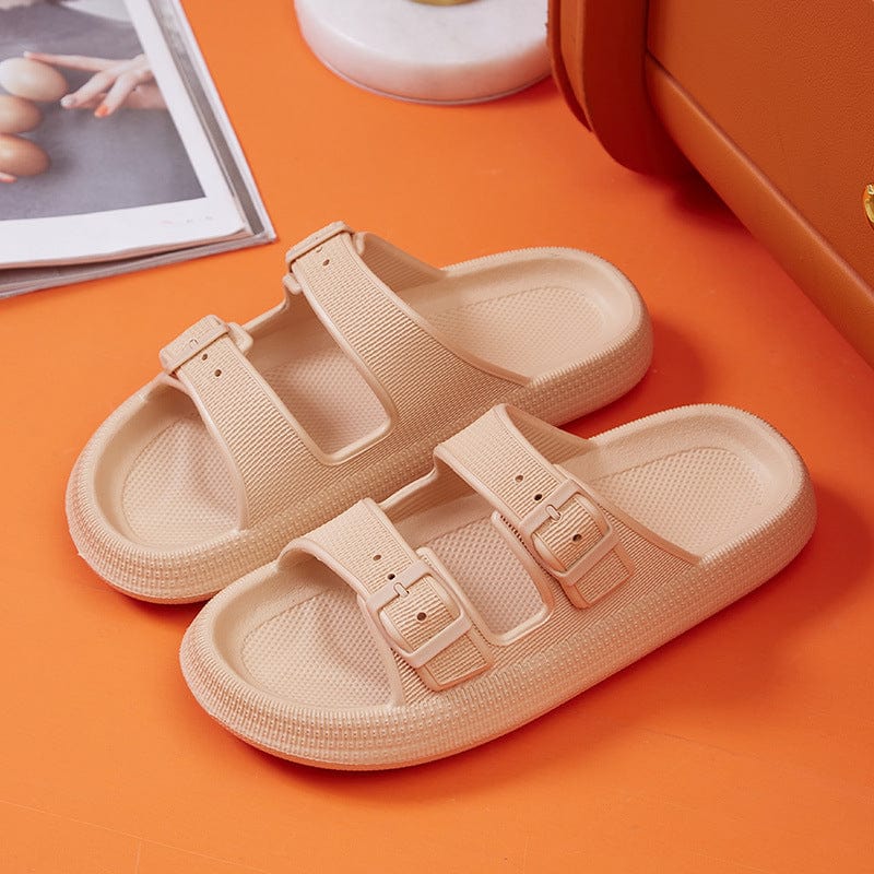 ALLRJ Slides Khaki / 36 To 37 Platform Slippers Women's Summer Buckle Home Shoes Fashion Outdoor Wear Soft Bottom Sandals