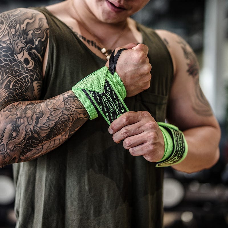 ALLRJ Sprain Wrist Guard Green wristband 45cm Wristband Male Fitness Training Bench Press Boost Weightlifting Professional Powerlifting Bodybuilding Anti-Sprain Wrist Guard