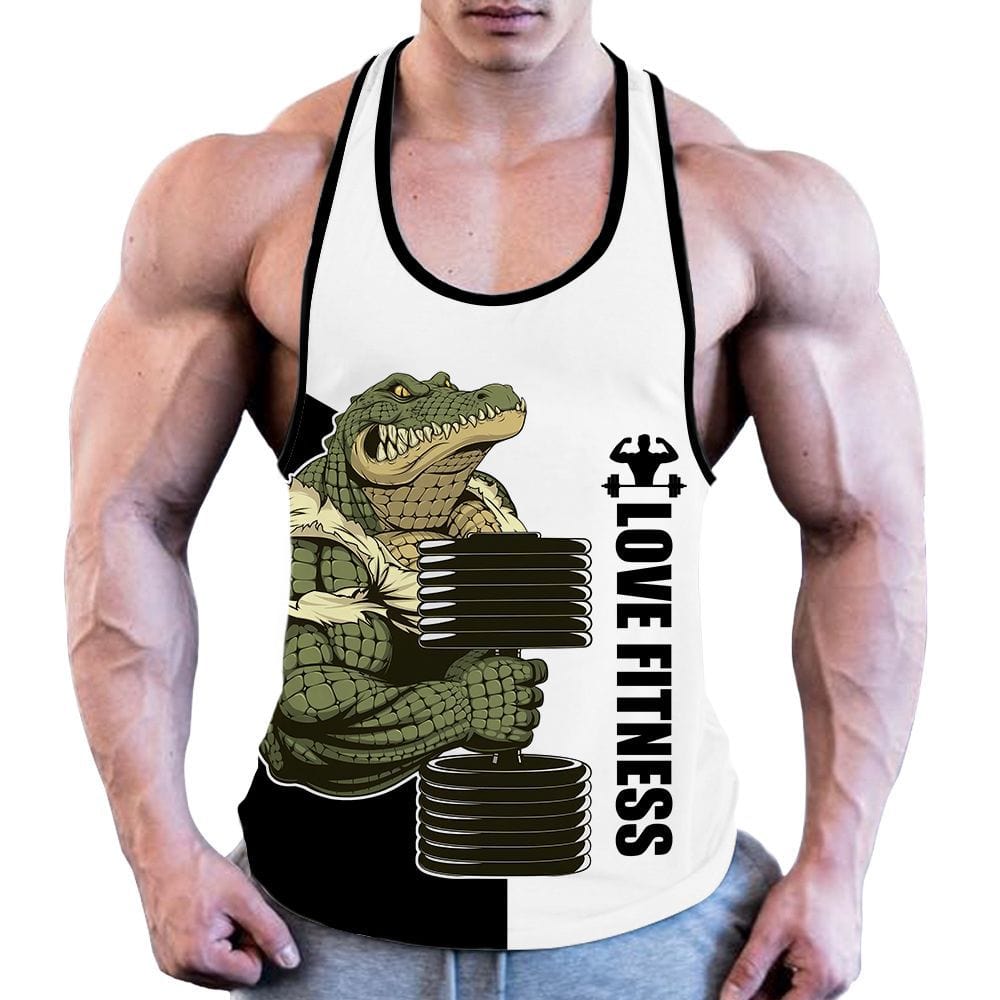 ALLRJ Stringer MX3 / L Men's Casual Fitness 3D Digital Printing Vest