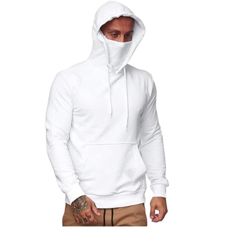 ALLRJ White / 2XL Men's Solid Color Plus Fleece Hoodie Sweatshirt