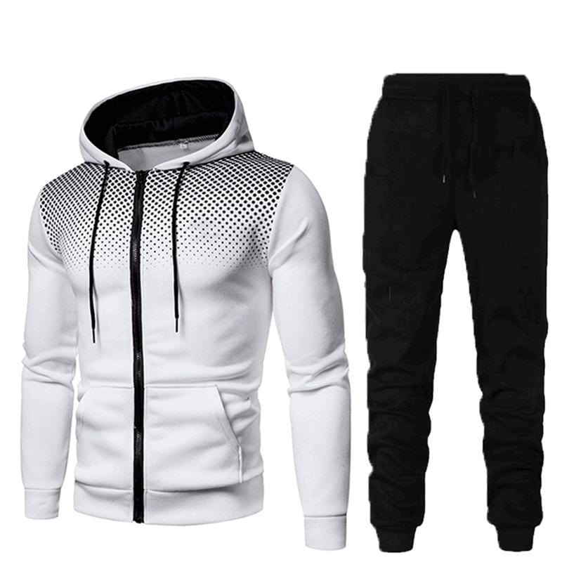 ALLRJ White / 2XL Men's Sports Fitness Casual Zipper Suit