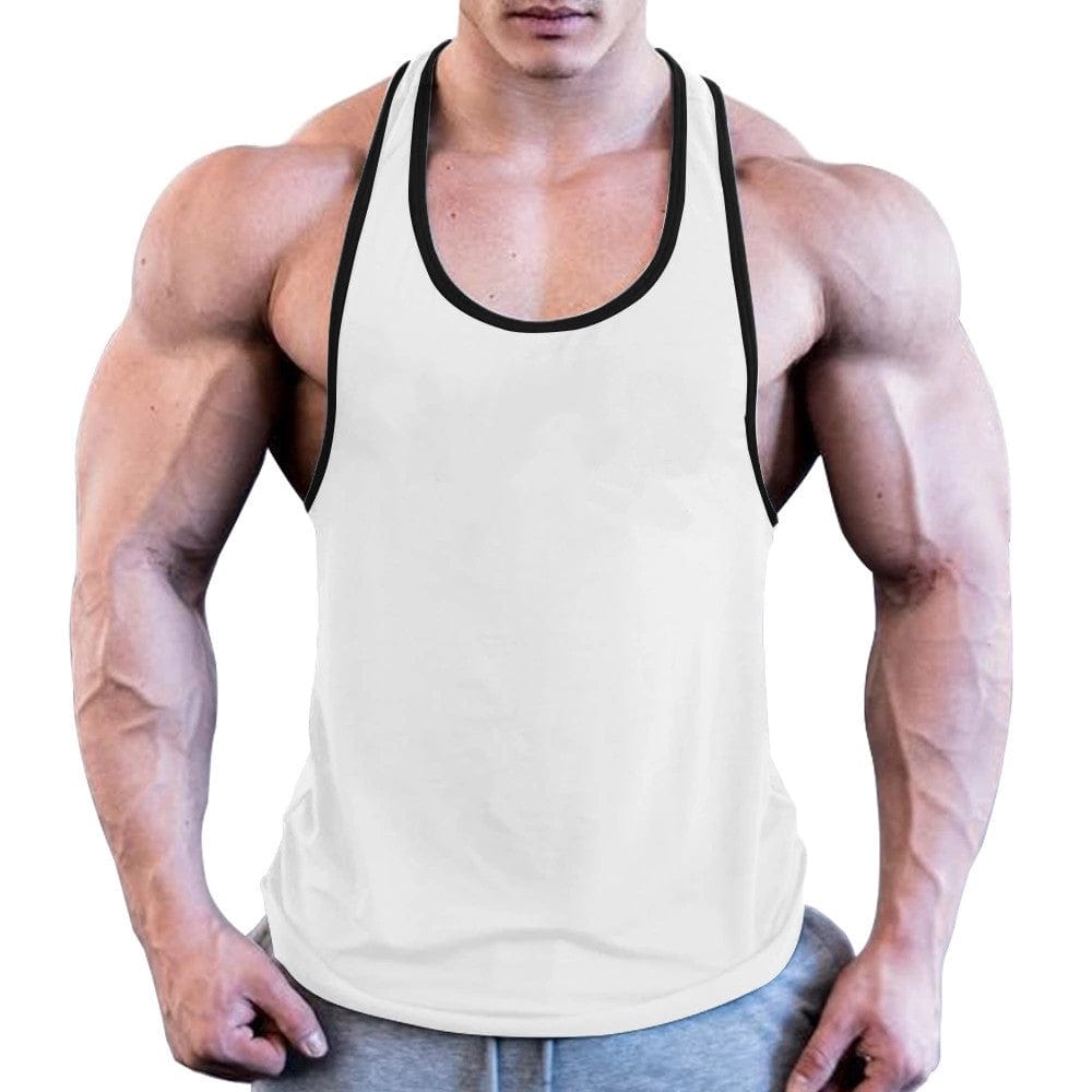 ALLRJ White And Black Edge / L Men's Solid Color Wide Shoulder I-shaped Vest