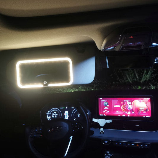 ALLRJ White Car Sun Visor With Light Led Make-up Mirror