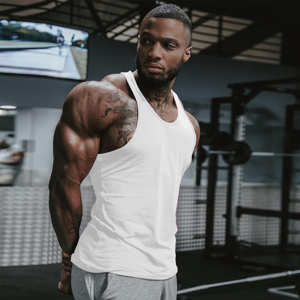 Men's Solid Color Bodybuilding Stringer - ALLRJ