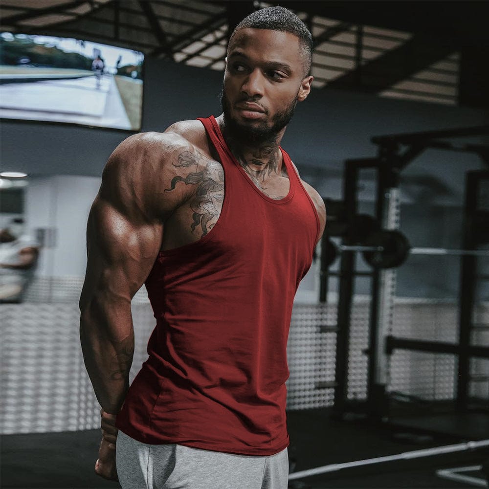 Men's Solid Color Bodybuilding Stringer - ALLRJ
