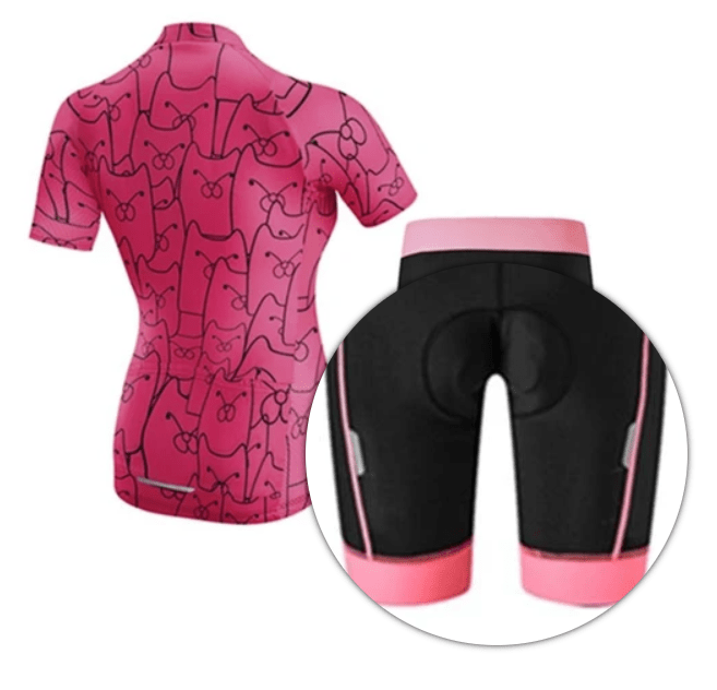 ALLRJ Women's Cycling knit Cycling Kit - CatPink