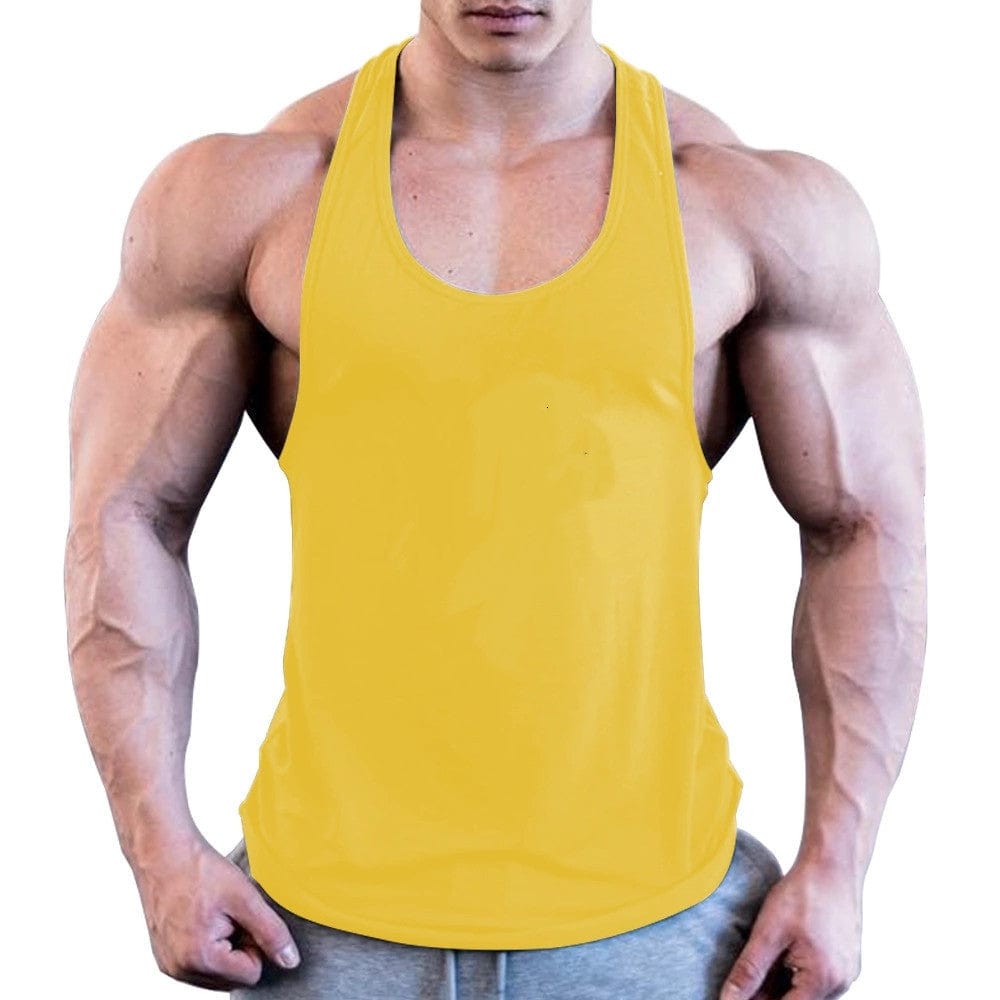 ALLRJ Yellow / L Men's Solid Color Wide Shoulder I-shaped Vest