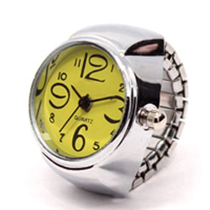 ALLRJ Yellow Personalized Men And Women Ring Watch Hot Sale Couple Ring Watch Korean Fashion Wholesale Alloy Silver Case Manufacturer Direct Wholesale