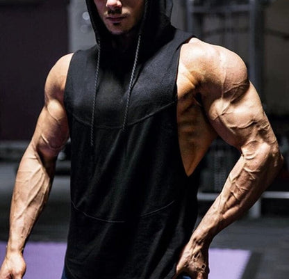 Bodybuilding sleeveless hooded vest - ALLRJ