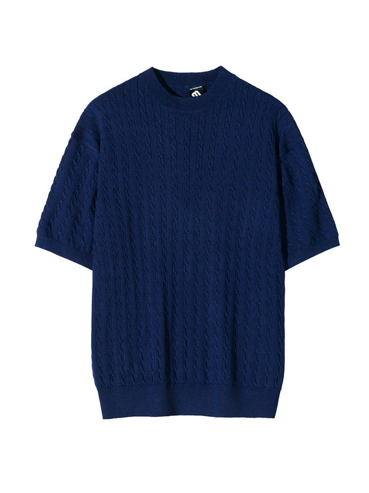 Cable Knit Short Sleeve Shirt - ALLRJ