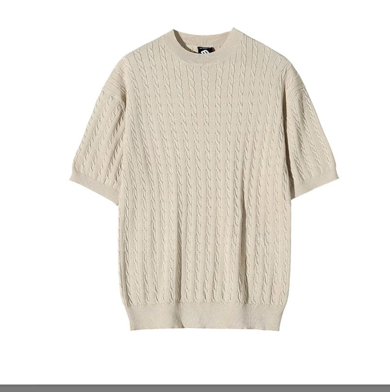Cable Knit Short Sleeve Shirt - ALLRJ