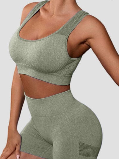 Cutout Scoop Neck Tank and Shorts Active Set - ALLRJ