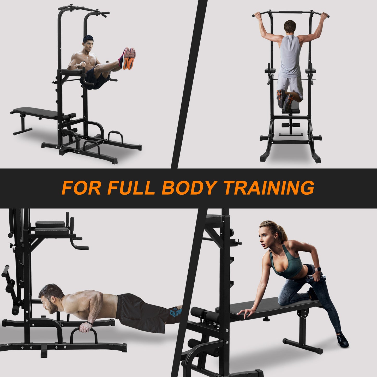 Power Tower With Bench Pull Up Bar Dip Station combo
