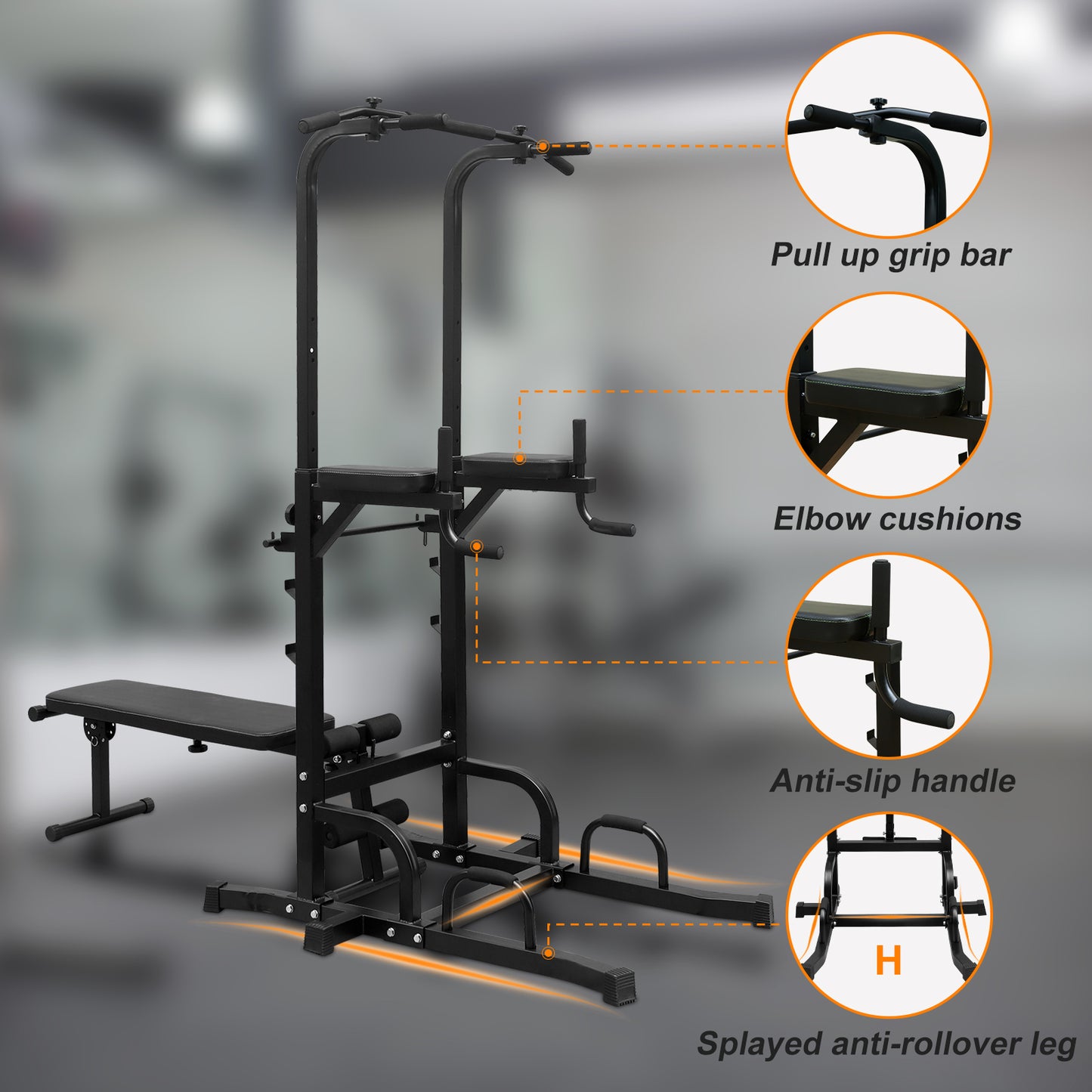 Power Tower With Bench Pull Up Bar Dip Station combo