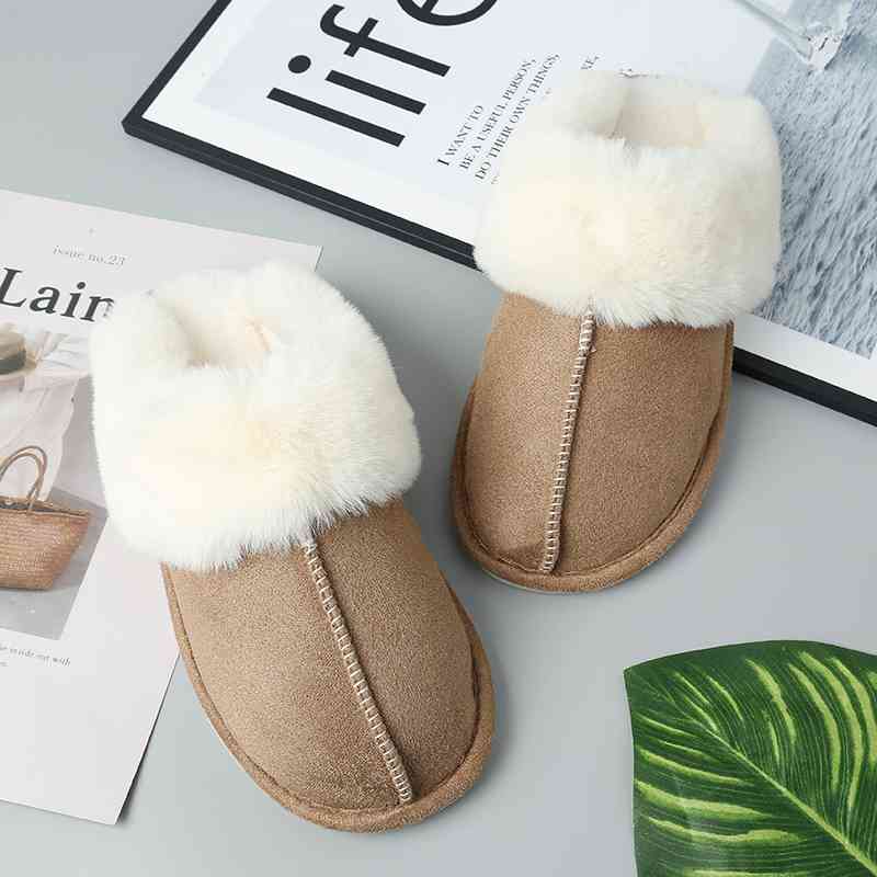 Faux Suede Center Seam Slippers - ALLRJ