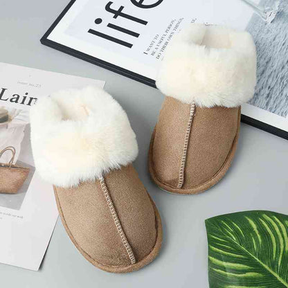 Faux Suede Center Seam Slippers - ALLRJ