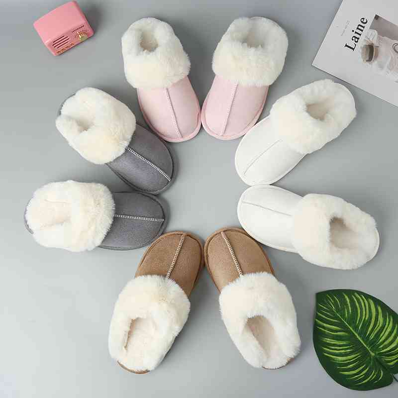 Faux Suede Center Seam Slippers - ALLRJ