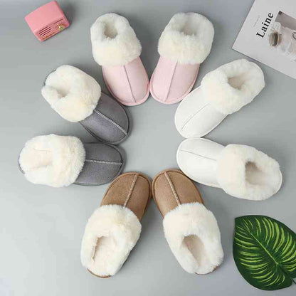 Faux Suede Center Seam Slippers - ALLRJ