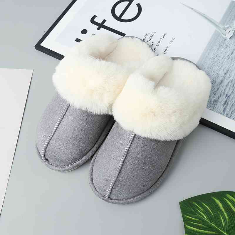 Faux Suede Center Seam Slippers - ALLRJ