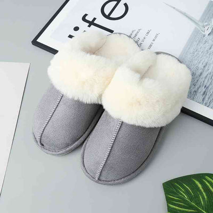 Faux Suede Center Seam Slippers - ALLRJ