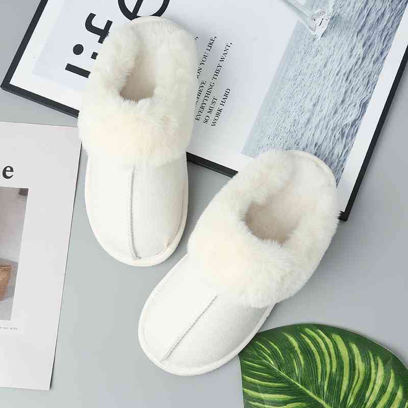 Faux Suede Center Seam Slippers - ALLRJ