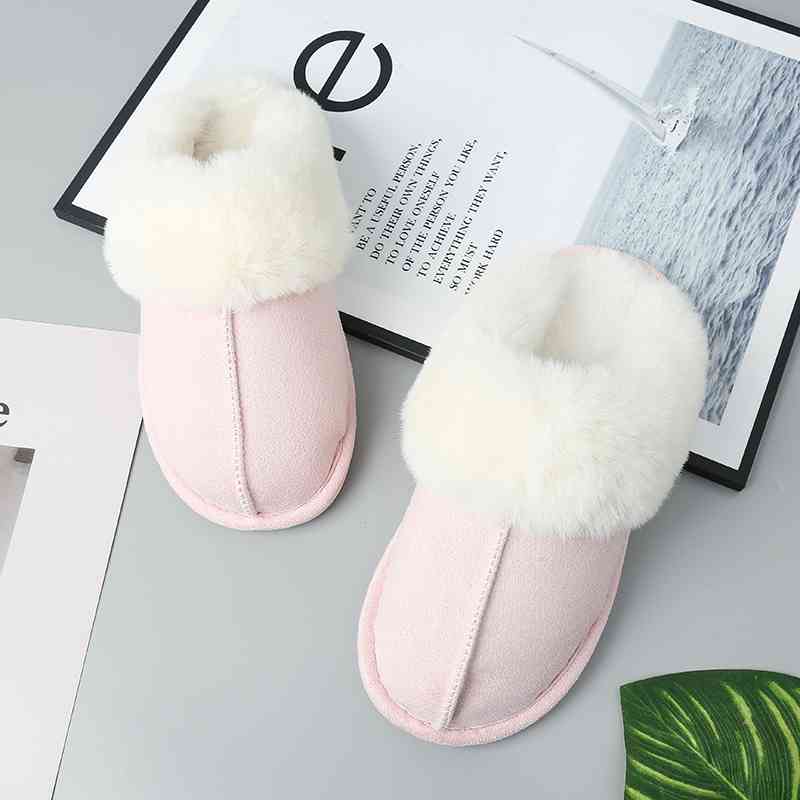 Faux Suede Center Seam Slippers - ALLRJ