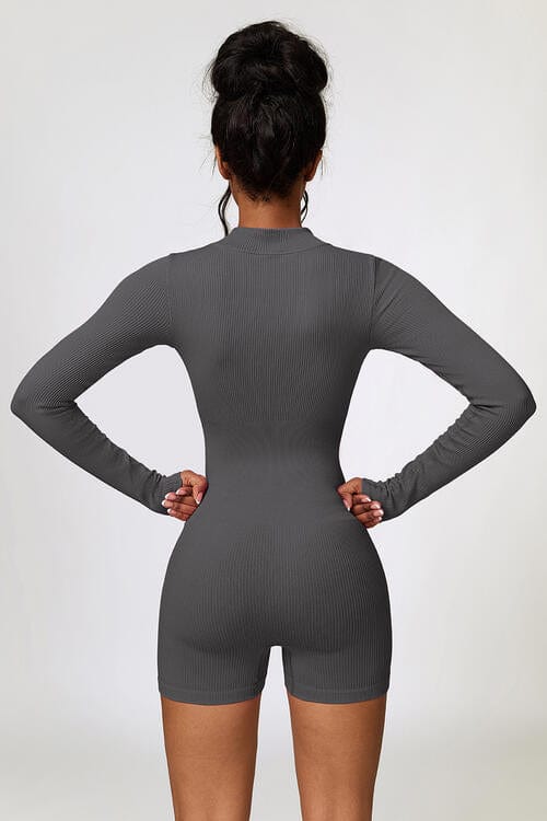 Half Zip Long Sleeve Active Romper - ALLRJ